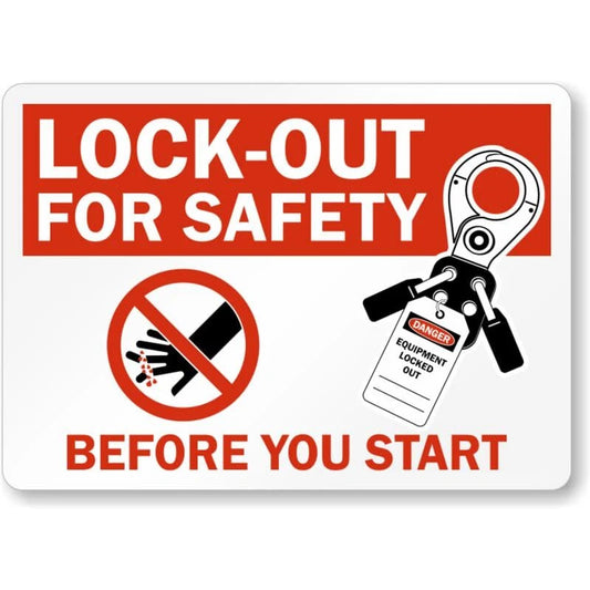 Before You Start Lockout Aluminum Sign — product artwork
