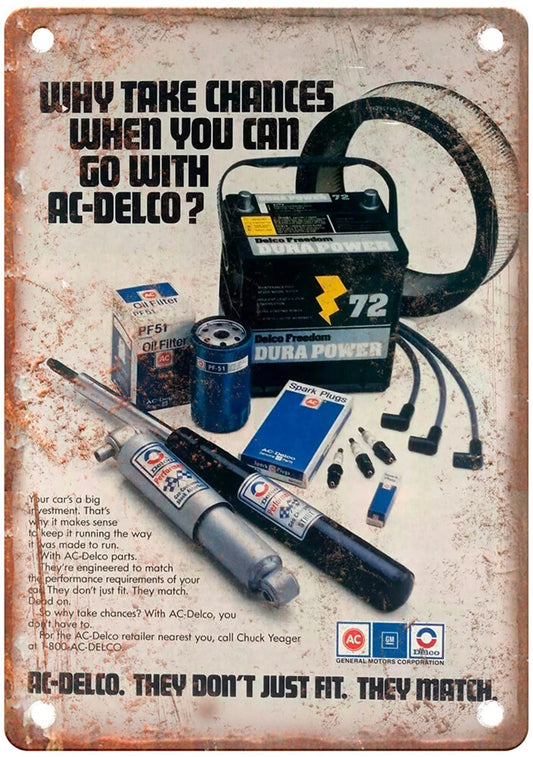 Vintage AC DELCO Battery Tools Reproduction Aluminum Sign — product artwork