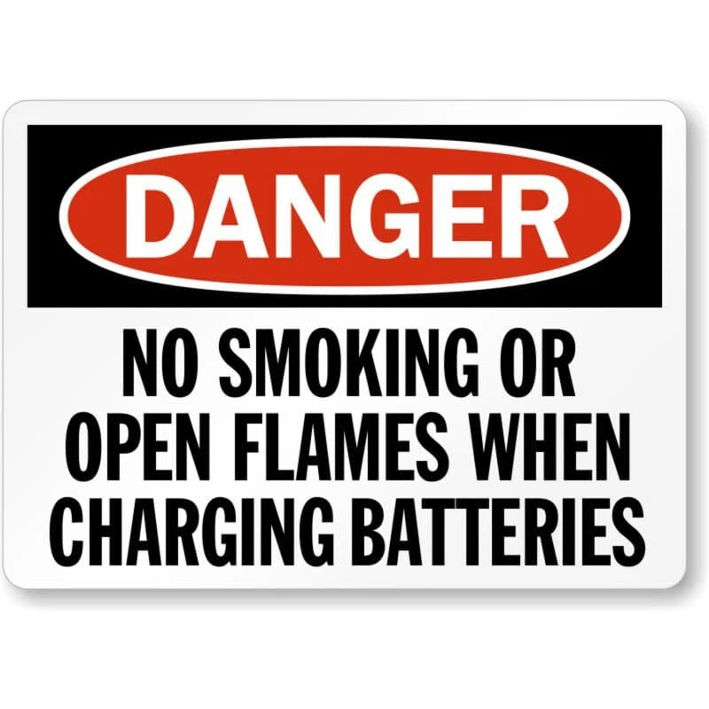 Danger No Smoking or Flames While Charging Batteries Sign — product artwork