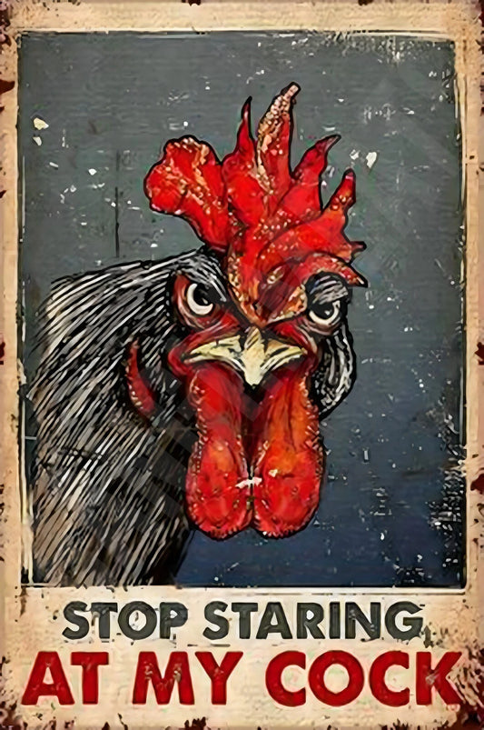 Funny Stop Staring at My Cock USA Aluminum Sign — product artwork