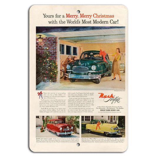 Vintage Christmas Retro Automotive Aluminum Sign — product artwork