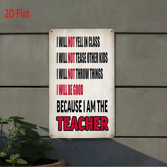 Vintage Classroom Funny Teacher Gift Red Black Aluminum Sign — product artwork