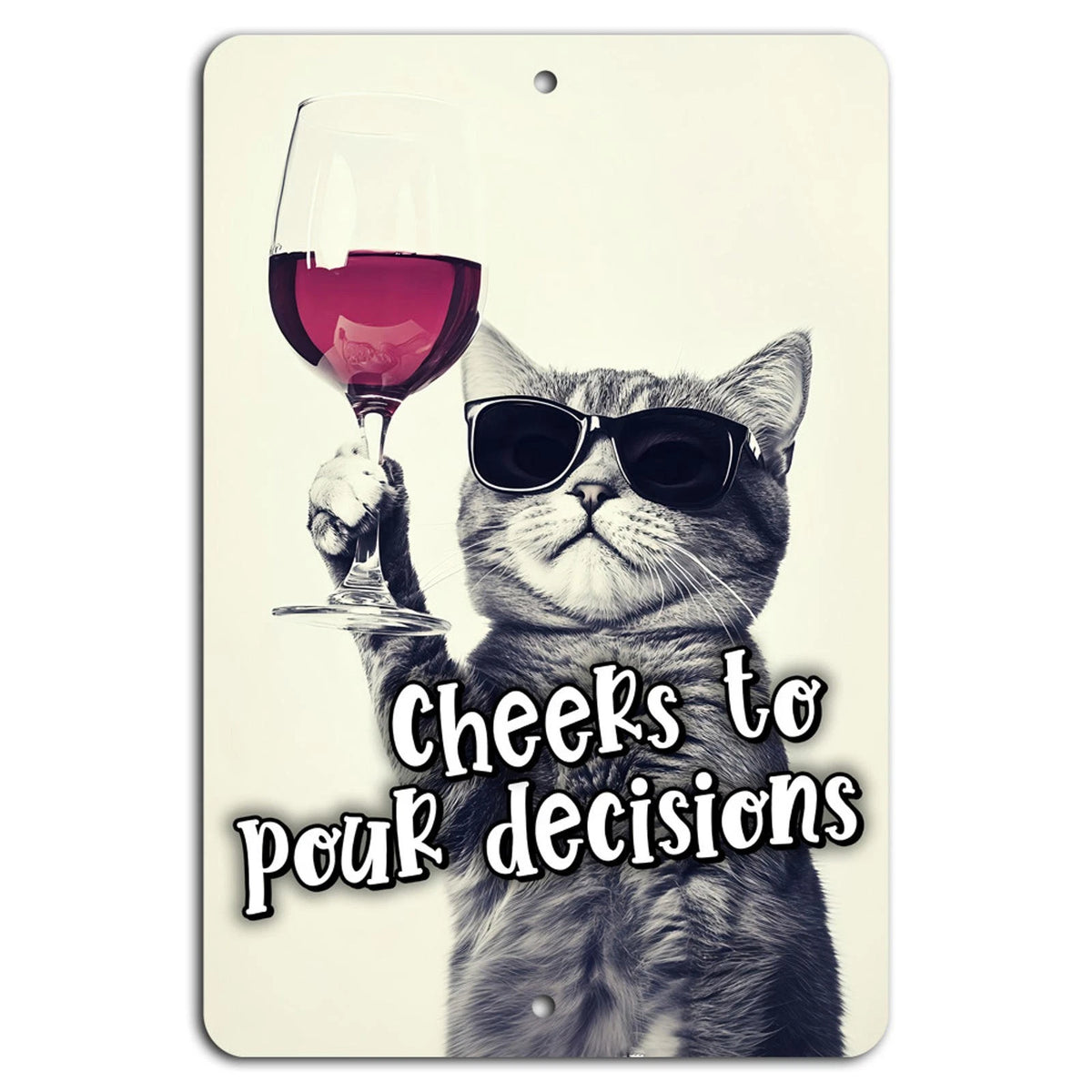 Wine Whiskers Rustic Cat Theme Home Bar Aluminum Sign — product artwork