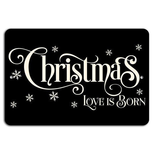 Christmas Snowy Black Holiday Aluminum Sign — product artwork