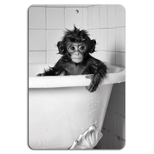 Bath Vintage Whimsical Monkey Bathroom Aluminum Sign — product artwork