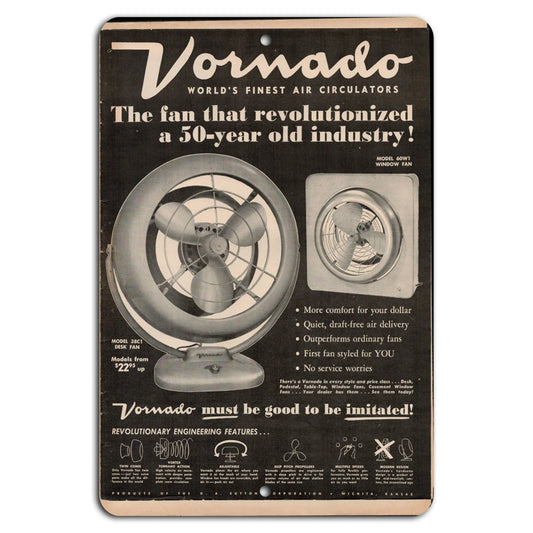 Vintage Vornado Retro Decorative Aluminum Sign — product artwork
