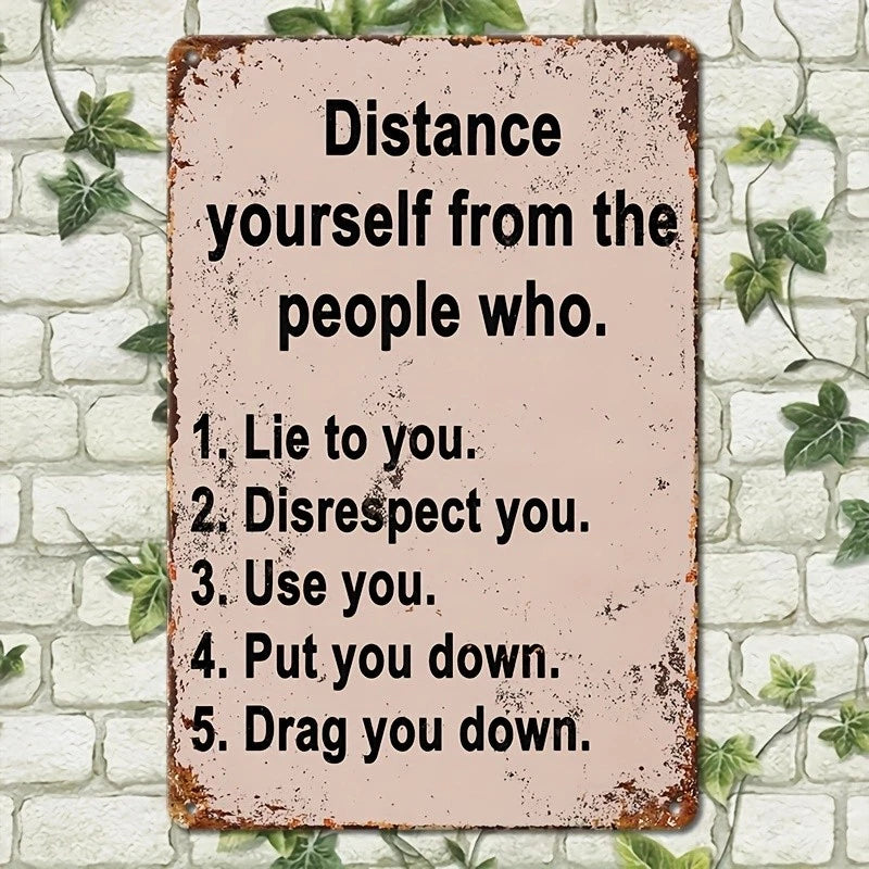 Vintage Distance Yourself People Funny Quote Aluminum Sign — product artwork