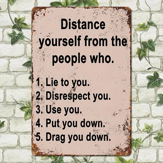 Vintage Distance Yourself People Funny Quote Aluminum Sign — product artwork