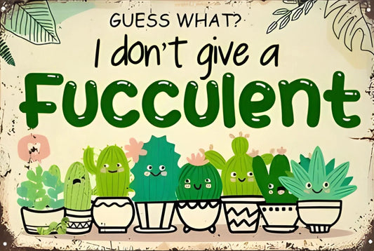 I Don't Give a Fucculent Funny Aluminum Sign — product artwork