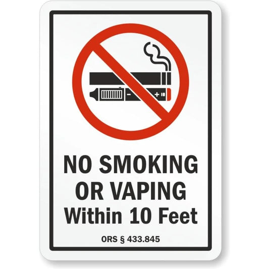 Oregon No Smoking or Vaping Within 10 Feet Sign — product artwork
