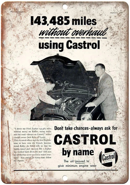 Castrol Motor Oil Vintage Funny Automobile Aluminum Sign — product artwork