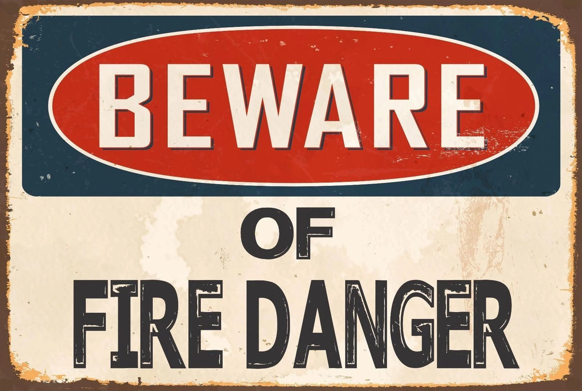 Danger Sticker Tiger Beware Fire Danger Funny Aluminum Sign — product artwork