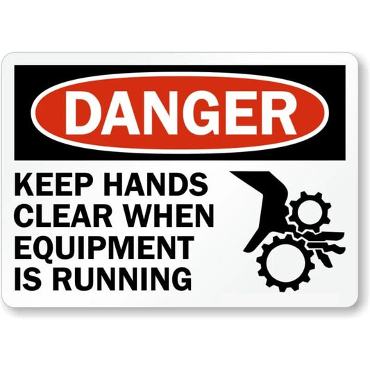 Equipment Running Danger Aluminum Sign — product artwork