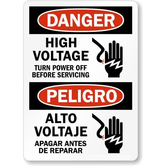 Bilingual High Voltage Aluminum Sign — product artwork