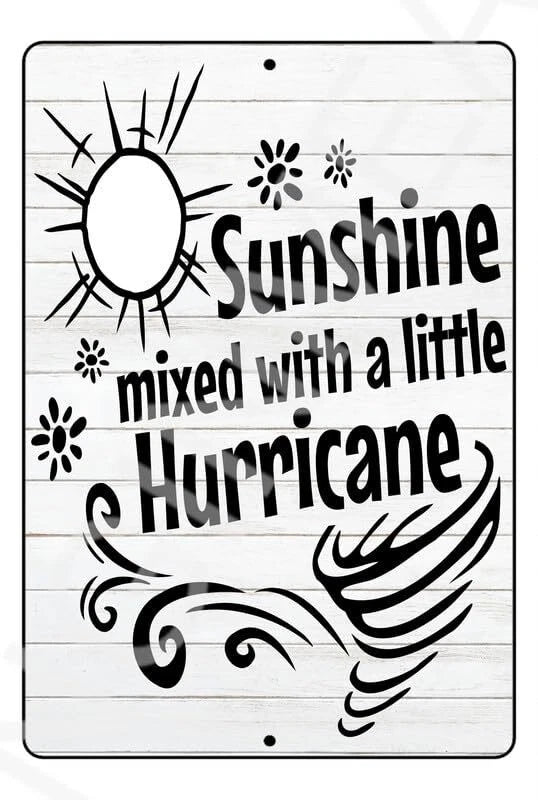 Sunshine Mixed Little Hurricane Funny Aluminum Sign — product artwork