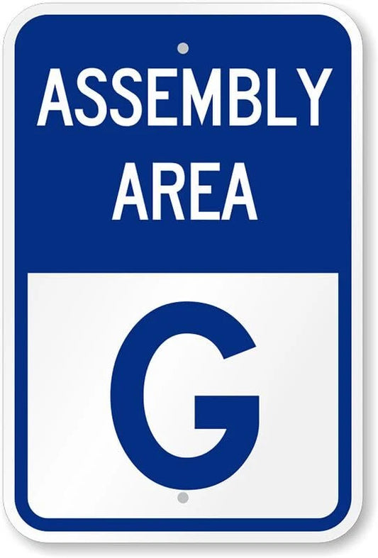 Assembly Area G Safety Aluminum Sign — product artwork