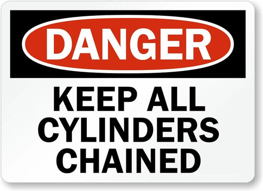 Danger Chained Cylinders Aluminum Sign — product artwork