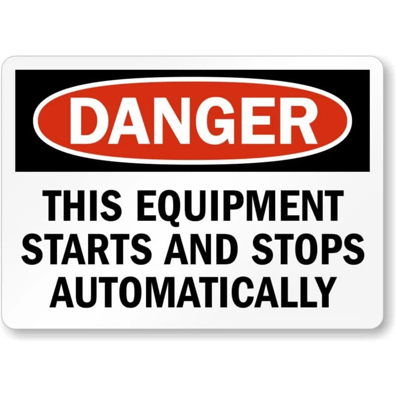 Danger This Equipment Starts and Stops Automatically Sign — product artwork