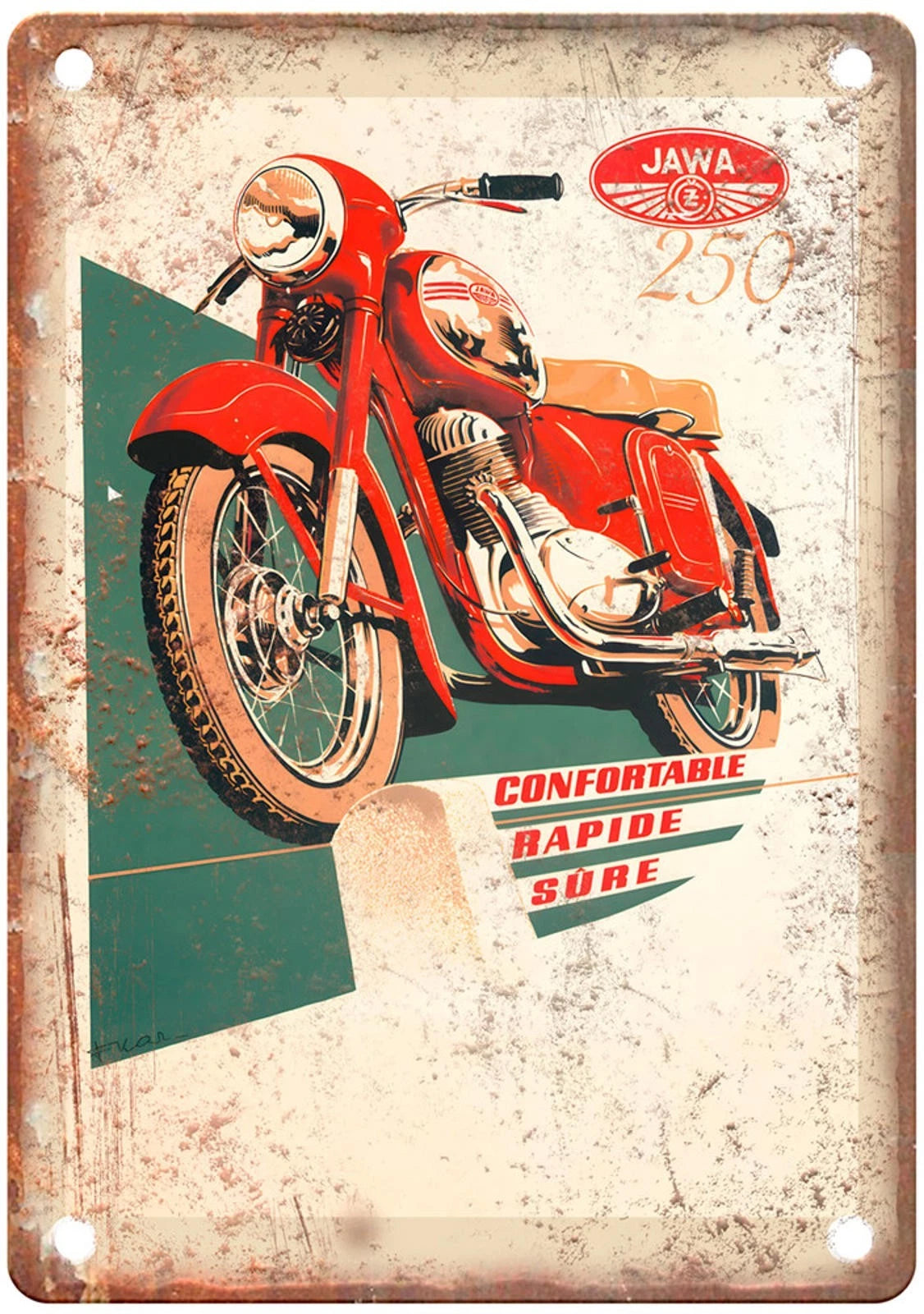 Vintage JAWA Motorcycle Retro Reproduction Aluminum Sign — product artwork
