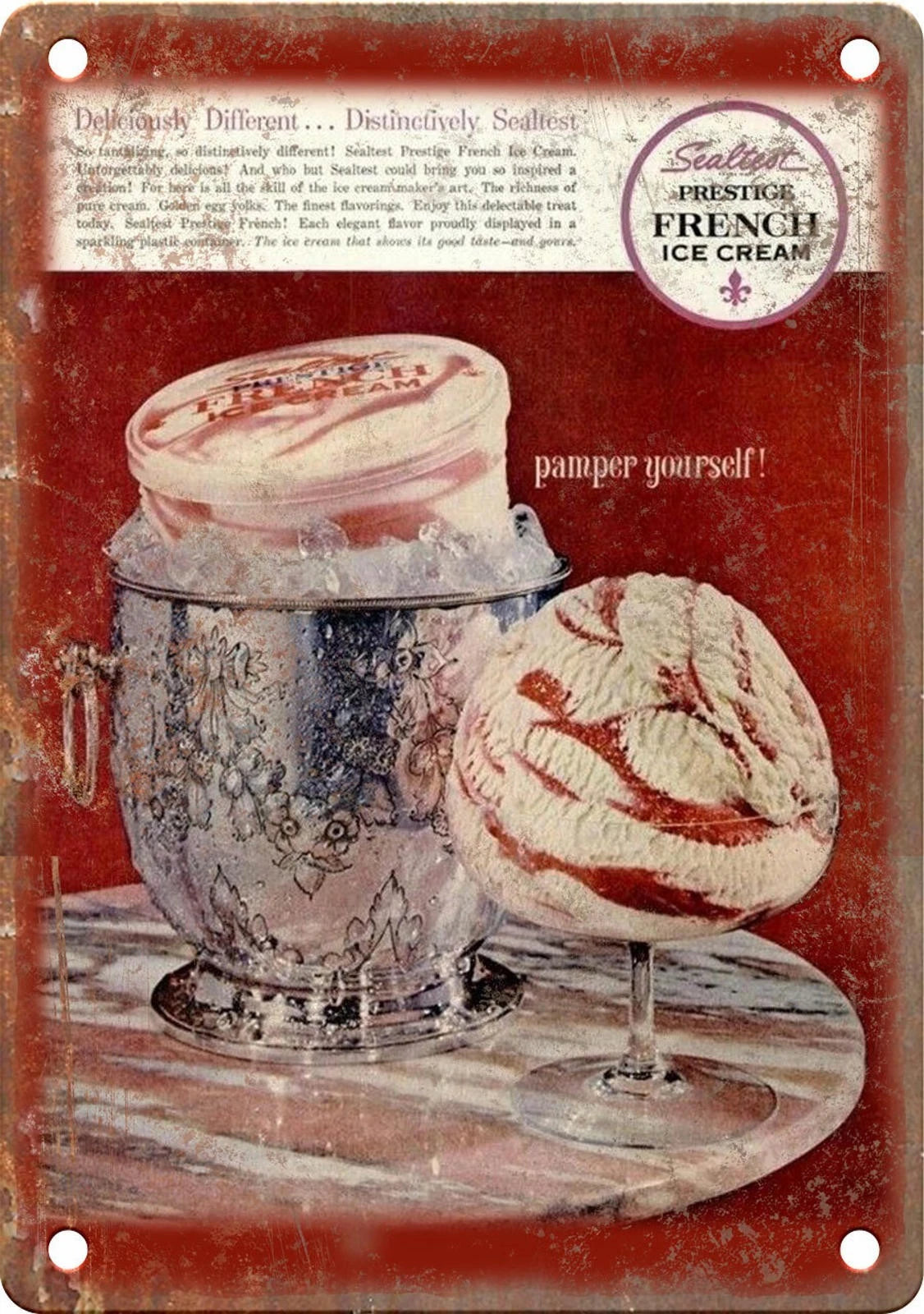 French Ice Cream Reproduction Vintage Style Aluminum Sign — product artwork