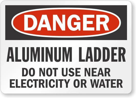 Ladder Safety Warning Aluminum Sign — product artwork