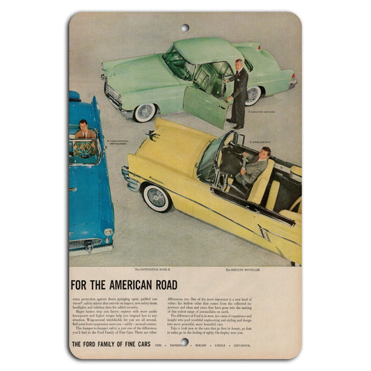 Vintage Car Retro Road Trip Aluminum Sign — product artwork