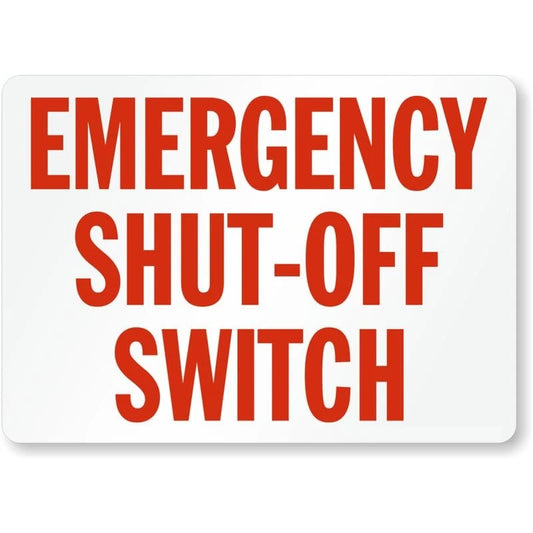 Emergency Shut-Off Switch Aluminum Sign — product artwork