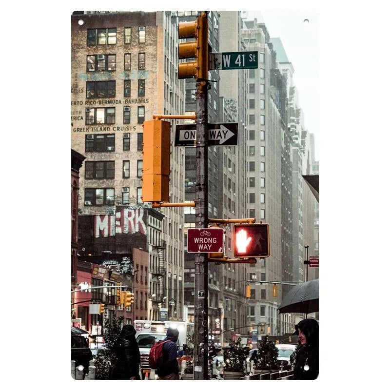 Street New York City Times Square Broadway 4th Avenue Aluminum Sign — product artwork