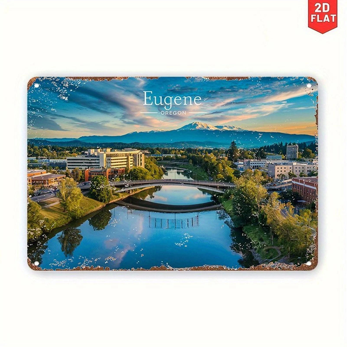 Eugene Oregon Funny Retro City Skyline Aluminum Sign — product artwork
