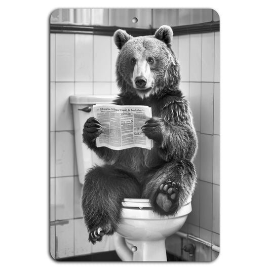 Bathroom Reading Bear Necessities Rustic Aluminum Sign — product artwork