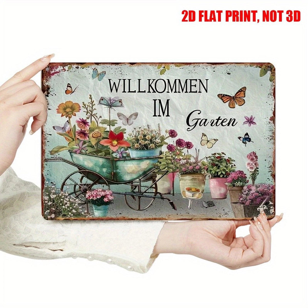 Vintage Garden Willkommen Im Garten Funny Aluminum Sign — product artwork