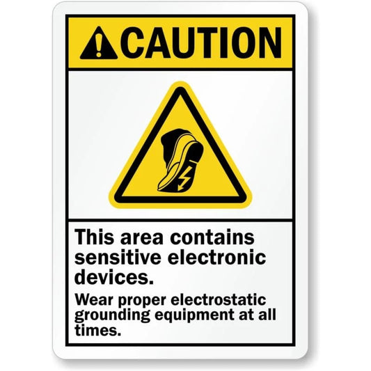 Contains Sensitive Electronic Devices Aluminum Sign — product artwork