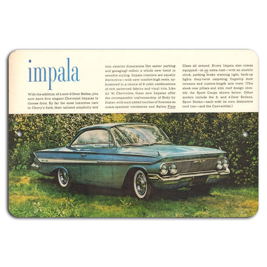 Vintage 1961 Blue Impala Rustic Aluminum Sign — product artwork