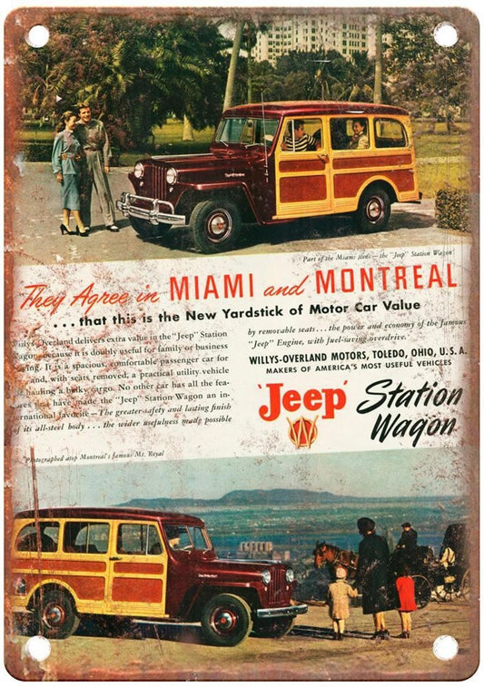 Willys Jeep Vintage 1961 Traveller Auto Aluminum Sign — product artwork