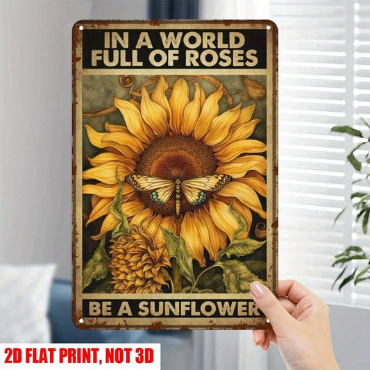 Sunflower Handmade Retro Inspirational Aluminum Sign — product artwork