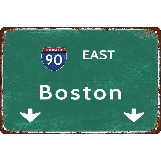 Vintage Boston Interstate East Coast Highway Aluminum Sign — product artwork