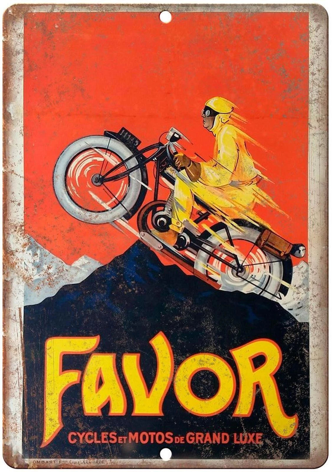 Motorcycle Vintage Poster Grand Luxe Aluminum Sign — product artwork
