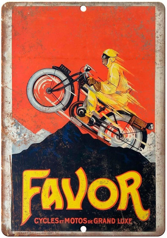 Motorcycle Vintage Poster Grand Luxe Aluminum Sign — product artwork