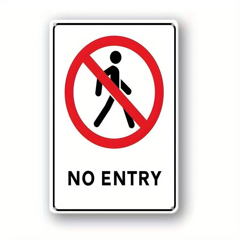 No Entry Black White Red Aluminum Sign — product artwork