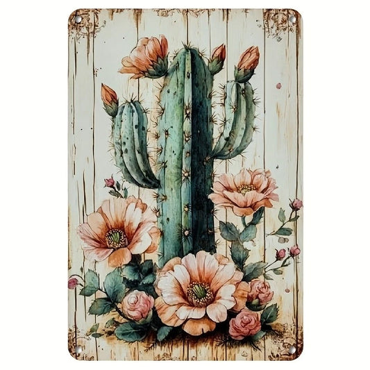 Vintage Cactus Pink Flower Aluminum Sign — product artwork