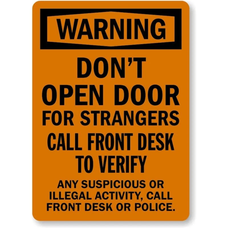 Dont Open Door Strangers Aluminum Sign — product artwork