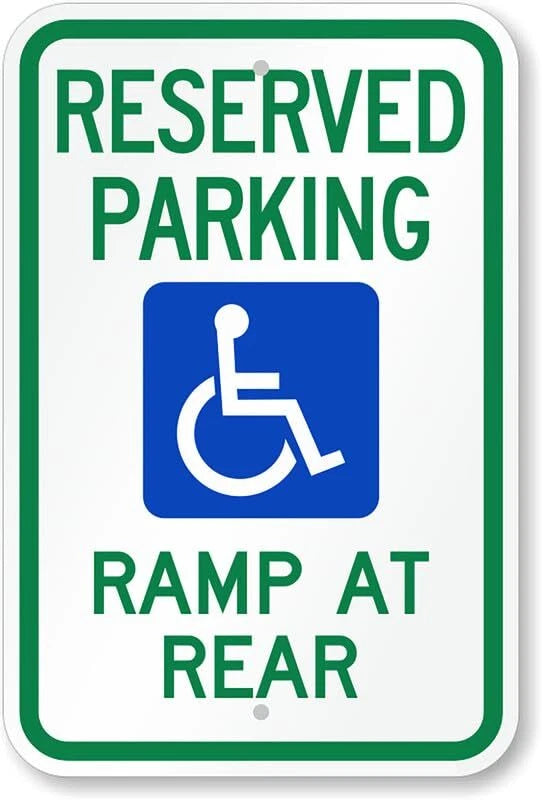 Accessible Ramp Parking Rear Business Aluminum Sign — product artwork