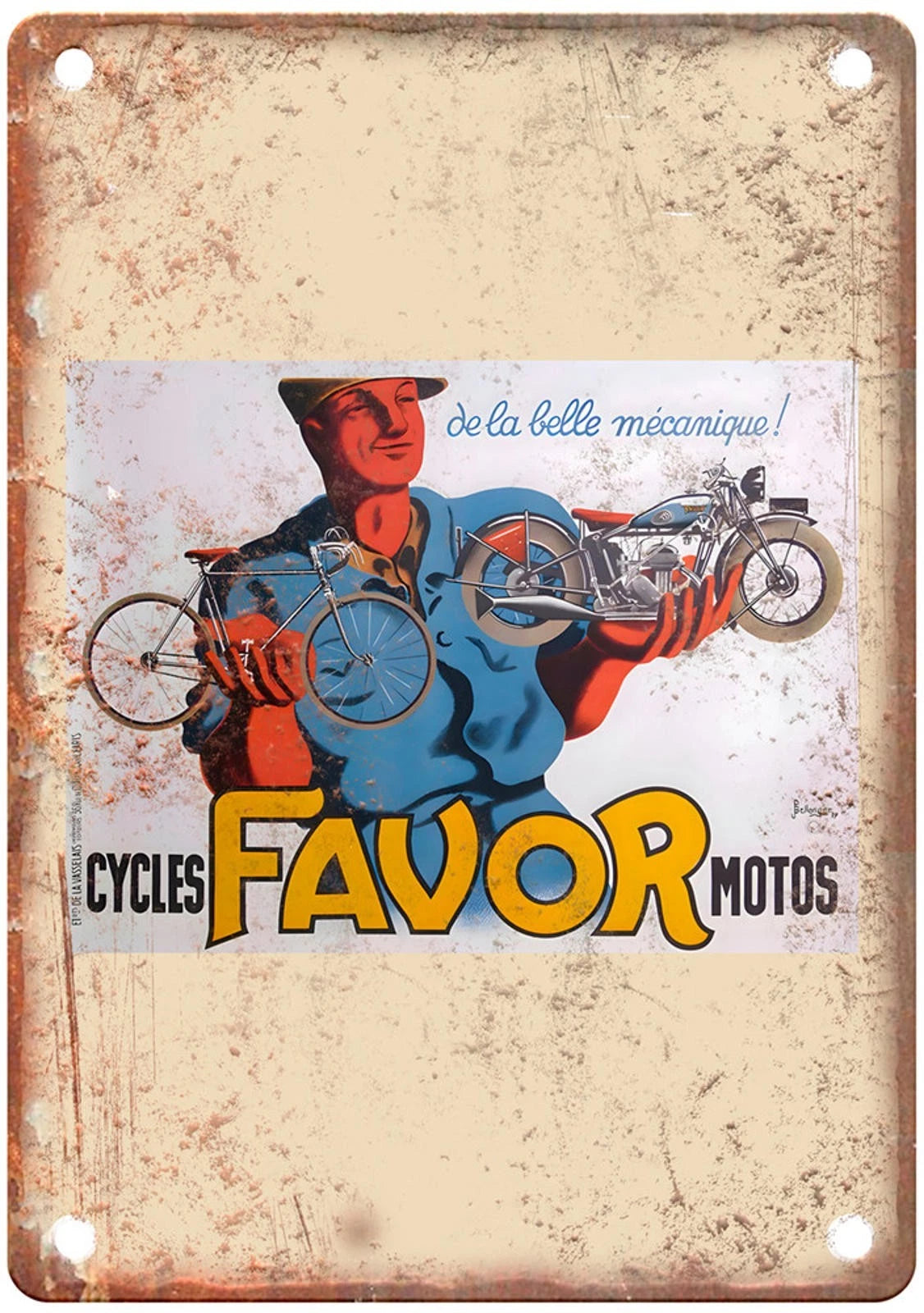 Vintage Motorcycle Retro 1937 Poster Aluminum Sign — product artwork