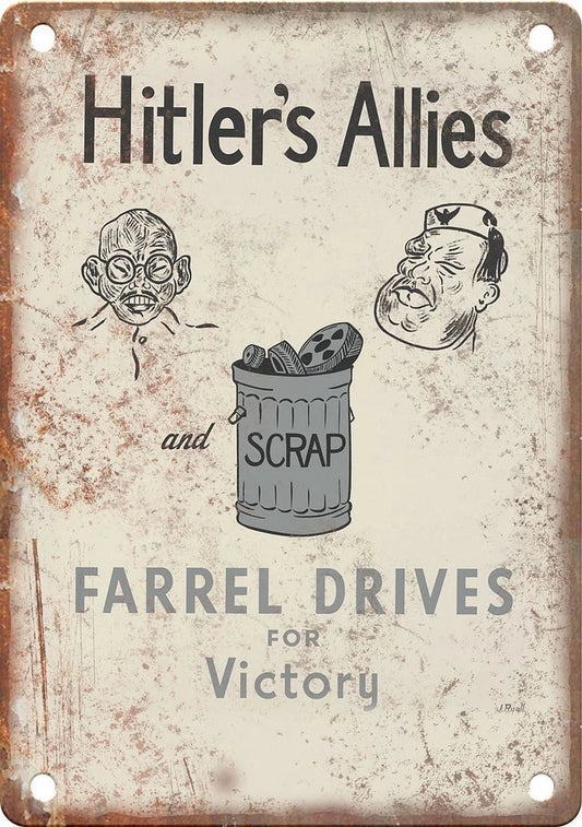WWII Propaganda Poster Hitler Nazi Funny Collectible Aluminum Sign — product artwork