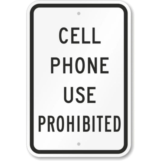 Cell Phone Prohibited Aluminum Sign — product artwork