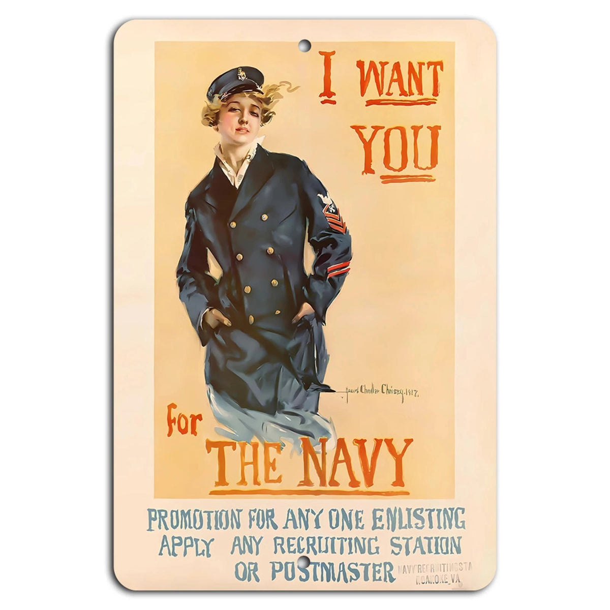 Navy Recruitment Patriotic Vintage Aluminum Sign — product artwork