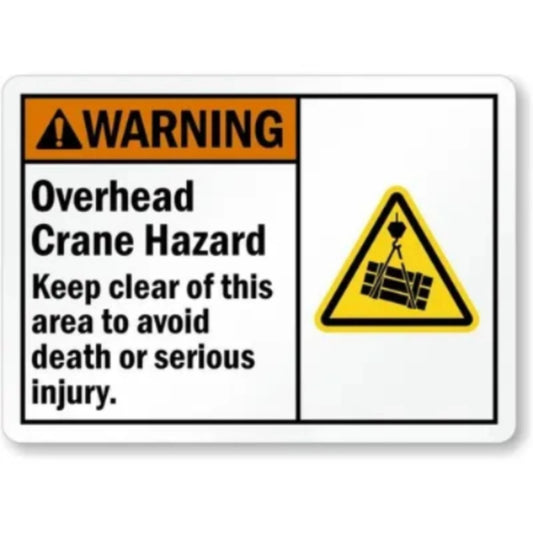 Overhead Crane Hazard Warning Aluminum Sign — product artwork