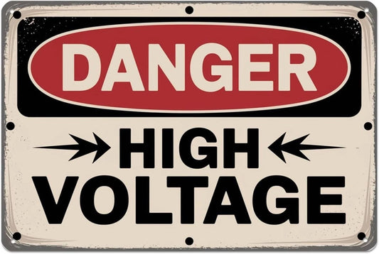 High Voltage Vintage Industrial Warning Aluminum Sign — product artwork