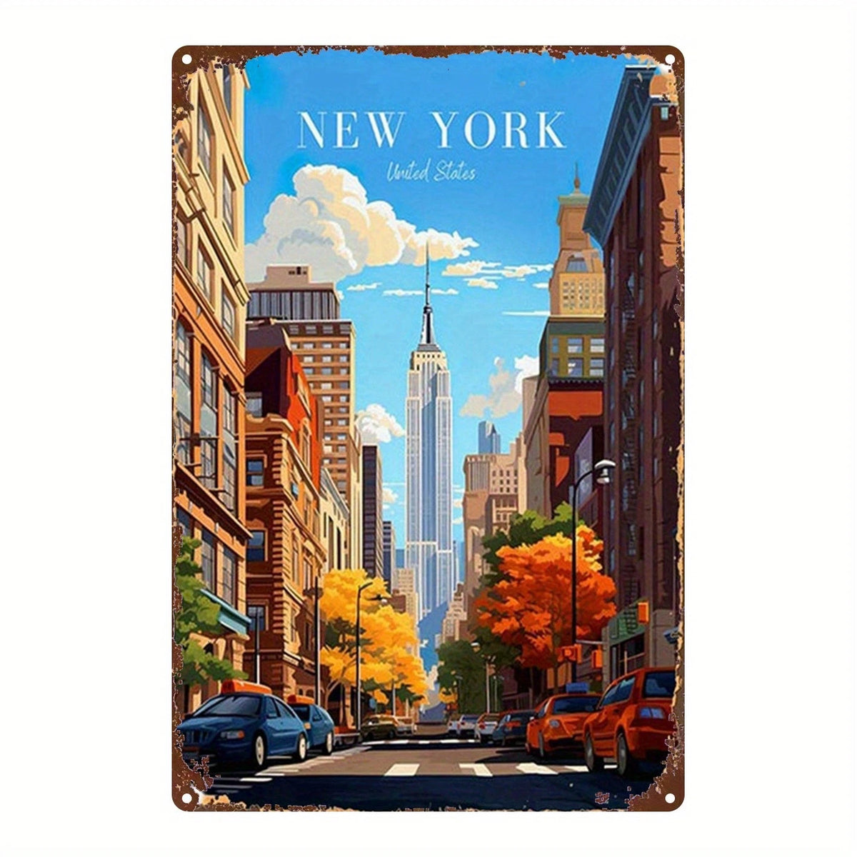 Kitchen New York City Street Scene Aluminum Sign — product artwork