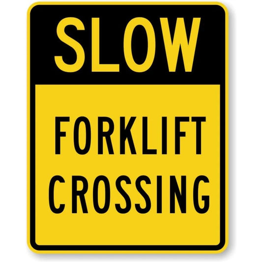Forklift Crossing Slow Down Aluminum Sign — product artwork